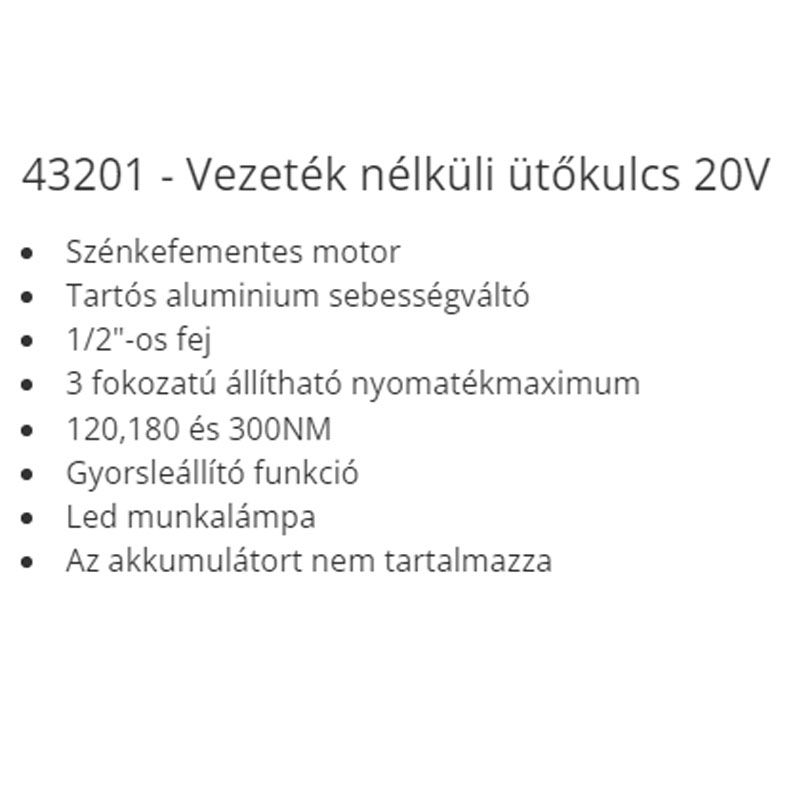 AKKUS ÜTVEFÚRÓ 20V AKKU NÉLKÜL,SZÉNKEFE MENTES, F.F.GROUP 43201