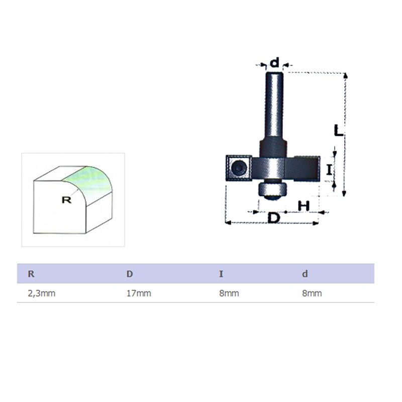 FELSŐMARÓ STÁB D2,3 D08mm SZÁR HSS FAIPARI MASSIVETOOLS 621733 MARÁS