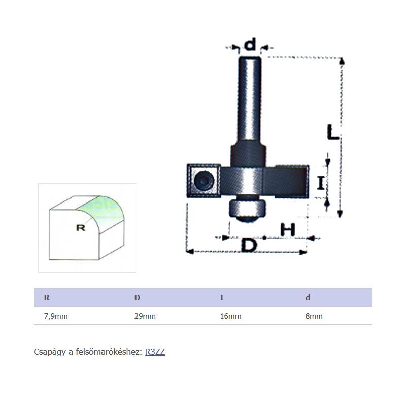 FELSŐMARÓ STÁB D7,9 D08mm SZÁR HSS FAIPARI MASSIVETOOLS 622863 MARÁS