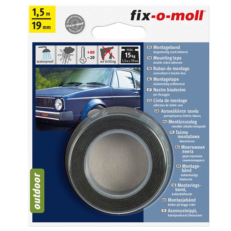 FIX-O-MOLL 4519 KÉTOLDALAS RAGASZTÓSZALAG 1,5M*19mm POWER-TECH.FEKETE  CSOMAGOLÓANYAG