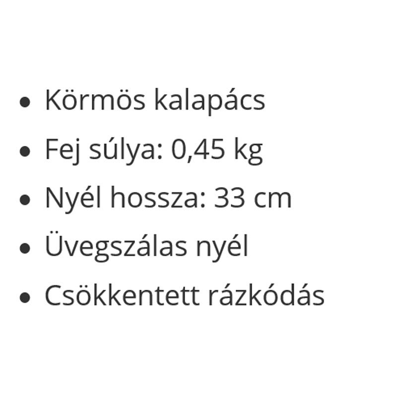 TRUPER MAR-16F KŐMŰVES KALAPÁCS 0.45KG SZEGHÚZÓVAL ÜVEGSZÁLAS NYÉLLEL 