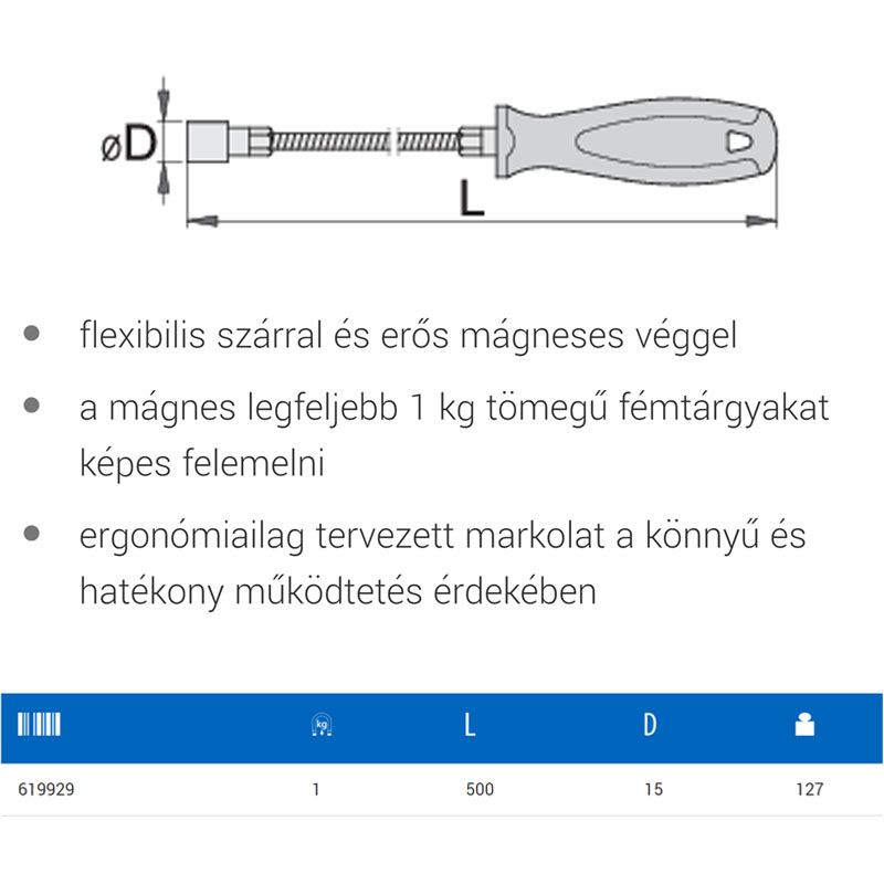 UNIOR 619929 MÁGNESES FELSZEDŐ FLEXIBILIS 2087  MŰHELYFELSZERELÉS