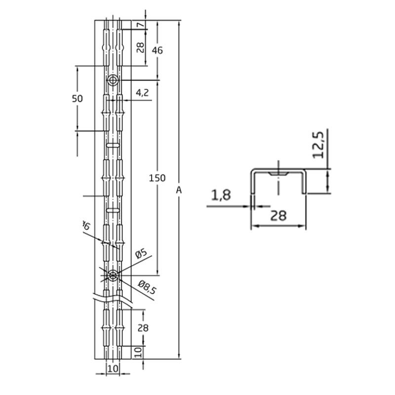 AMIG 7000/7101 POLCTARTÓ LÉTRASIN 150cm BIANCO-FEHÉR TB:55KG 