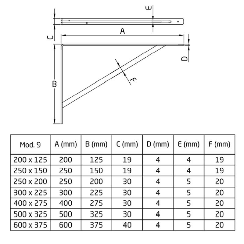 AMIG 9/7384 POLCTARTÓ KONZOL 400/275*30*4 FEKETE NEHÉZ ÁTLÓVAL TB:225KG 