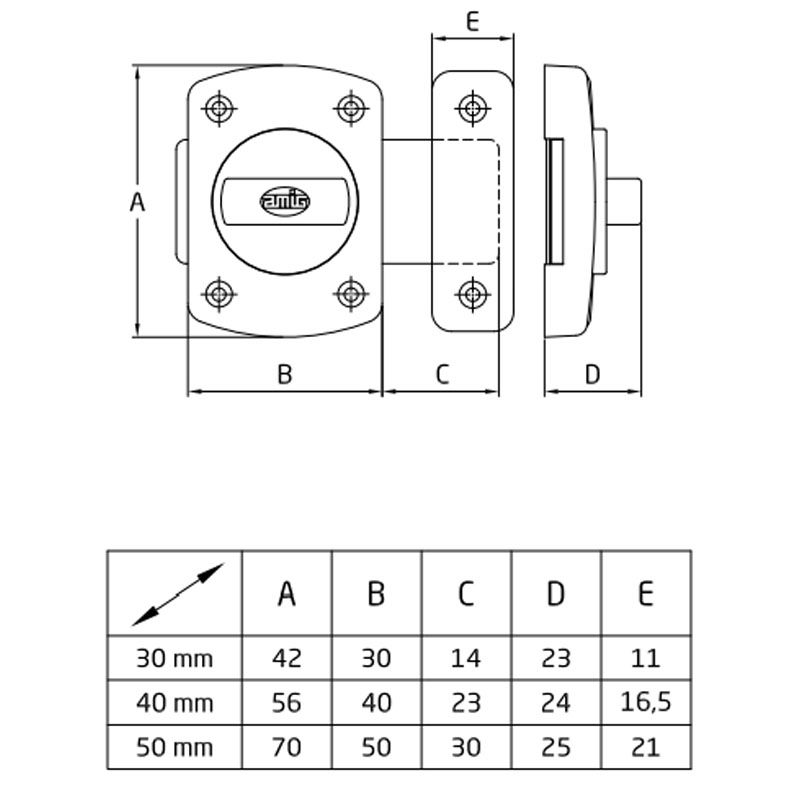 AMIG 388/6454 WC TOLÓZÁR RÁSZEGZŐS 50mm CSILLOGÓRÉZ  AJTÓVASALAT