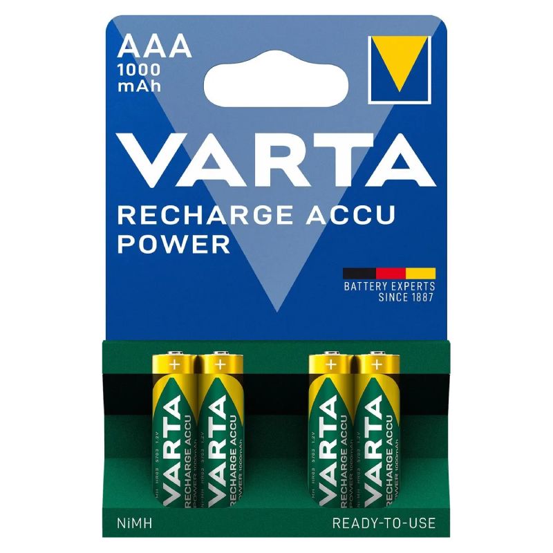 AKKUMULÁTOR AAA HR6 1000mAh 1,2V NiMH 4DB/CSOMAG VARTA AAA 5703 MINSTILO R2U B4 ELEMEK ÉS TÖLTŐK