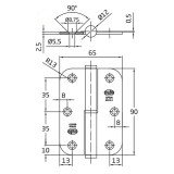 AJTÓPÁNT KEREKÍTETT 90*65mm INOX JOBB/DCHA (MAGYAR BAL) MHA 477 AJTÓVASALAT