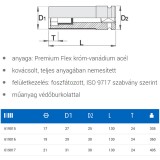 UNIOR 619015 DUGÓKULCS 1/2col LEVEGŐS HOSSZ 231/4PL 17 6SZ.KÖNNYŰFÉM FELN.  SZERSZÁM-KULCSOK