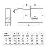 AMIG 2000/2068 U-LAKAT (REDŐNYLAKAT) 75mm SÁRGARÉZ 2DB KULCCSAL  LAKAT-LAKATPÁNT-LÁNC