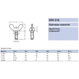 SZÁRNYAS CSAVAR M8*40 DIN 316 HG. IMPORT SPECIÁLIS KÖTŐELEMEK