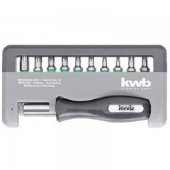 BEHAJTÓHEGY KÉSZLET 12 RÉSZES T10-40 , BIZTONSÁGI TORX 20,25 KWB 49151040 BIT ÉS BEHAJTÓ HEGYEK